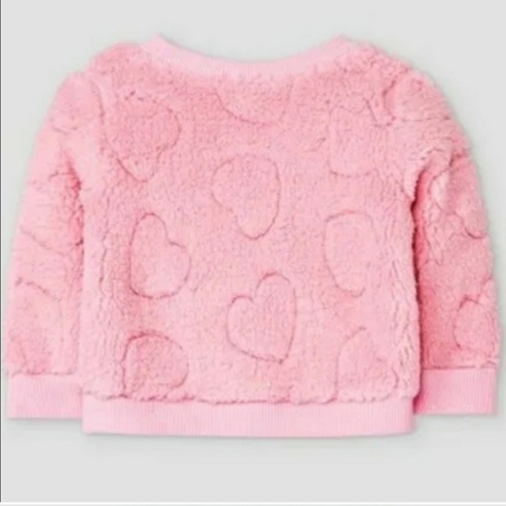Cat & Jack Pink Heart Embossed Sparkle Sweatshirt Size 18M